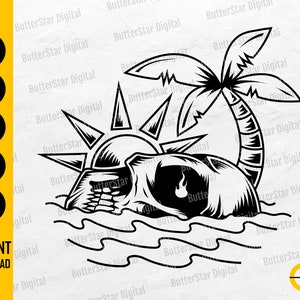 Skull Island SVG | Sunrise SVG | Sunset SVG | Tropical Decal T-Shirt Graphics | Cutting File Printable Clipart Vector Digital Dxf Png Eps Ai