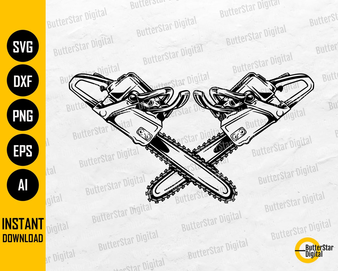 Cross Chainsaws SVG Lumberjack SVG Lumber Trees Wood Saw Etsy