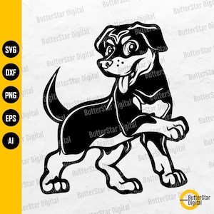 Rottweilerpuppy SVG | Hond-SVG | K-9 Animal Pet Hound Lick Speelse stamboom honden | Explorer gesneden bestand clipart digitale vector png eps dxf AI