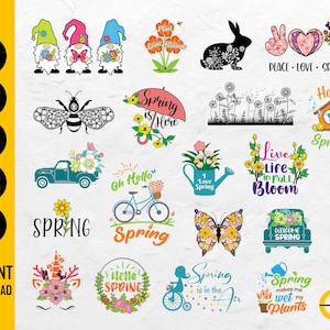 Spring BUNDLE SVG | Spring SVG | Easter Svg | Spring Design Shirt Decor Sign | Cricut Cutting File Printable Clipart Digital Dxf Png Eps Ai