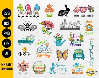 Spring BUNDLE SVG | Spring SVG | Easter Svg | Spring Design Shirt Decor Sign | Cricut Cutting File Printable Clipart Digital Dxf Png Eps Ai