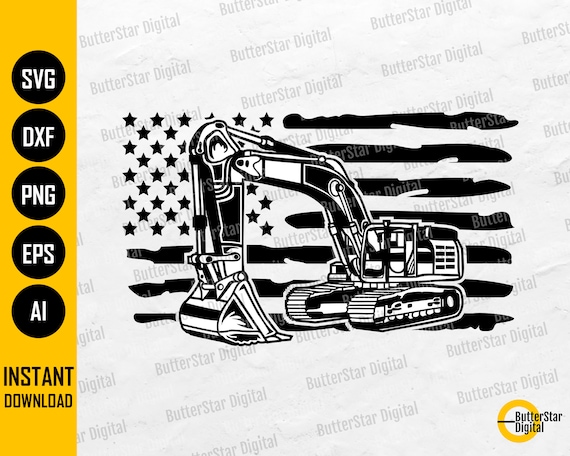 American Flag Excavator US Flag Construction Wrapping Paper