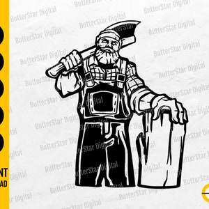 Lumberjack SVG | Chopping Wood SVG | Lumber Trees Saw Cutter Timber | Cricut Cutting Files Printable Clip Art Vector Digital Dxf Png Eps Ai