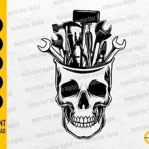 Tools Skull SVG | Handyman SVG | Tool Box SVG | Repair Fix Garage Build Hardware | Cricut Cutting File Clipart Vector Digital Dxf Png Eps Ai