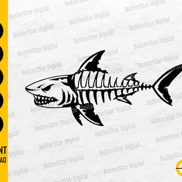 Shark Bones SVG | Fish Skeleton SVG | Marine Creatures SVG | Cricut Cutting Files Silhouette Printable Clipart Vector Digital Dxf Png Eps Ai