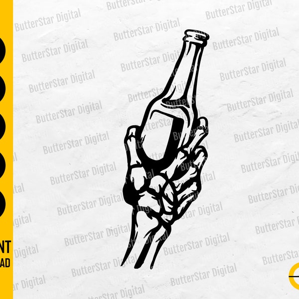 Skeleton Beer Bottle SVG | Beer SVG | Lager SVG | Alcoholic Drink Bar Pub Drunk Alcohol | Cutting File Clipart Vector Digital Dxf Png Eps Ai