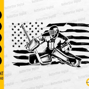 Amerikansk målvaktssparare SVG | USA-flagga hockey-T-shirtdekalklistermärke grafik | Cricut-klippfil silhuett clipart vektor digital Dxf Png Eps Ai