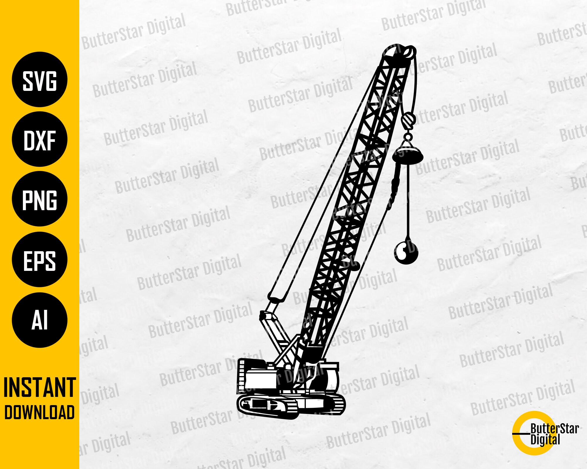 Wrecking Ball Crane SVG | Heavy Equipment SVG | Construction Decal Graphics Vinyl | Cricut Silhouette Clipart Vector Digital Dxf Png Eps Ai