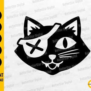 Pirate Cat SVG | Eye Patch SVG | Cute Animal Shirt Decals Vinyl | Cricut Cut File Silhouette Cuttable Clip Art Vector Digital Dxf Png Eps Ai