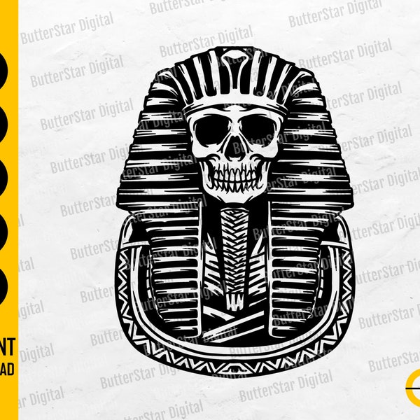 Pharaoh Skull SVG | Ancient Egypt SVG | Egyptian Religion SVG | Tomb Afterlife Underworld | Cut Files Clipart Vector Digital Dxf Png Eps Ai