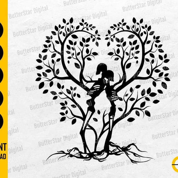 Skeleton Lovers Tree SVG | Dead Love SVG | Gothic Heart Decal Shirt Graphics | Cutting File Printable Clipart Vector Digital Dxf Png Eps Ai