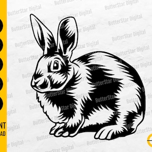 Fluffy Bunny SVG | Cute Wild Animal T-Shirt Illustration Drawing Stencil Graphics | Cricut Cut File Clip Art Digital Download Dxf Png Eps Ai