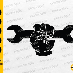 Hand Holding Wrench SVG | Handyman Tools | Mechanic | Cricut Cut File Silhouette | Printable Clipart Vector Digital Download Png Eps Pdf Ai