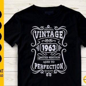 60th Birthday SVG Vintage 1963 SVG Aged to Perfection SVG Birthday T ...