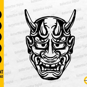 Hannya SVG | Oni Mask SVG | Demon SVG | Japanese T-Shirt Vinyl Decal Graphics | Cutting File Printable Clipart Vector Digital Dxf Png Eps Ai