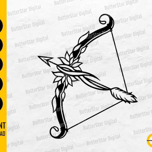 Cute Bow And Arrow SVG | Archery SVG | Archer Svg | Cricut Silhouette Cut Files CNC Printable Clipart Vector Digital Download Dxf Png Eps Ai