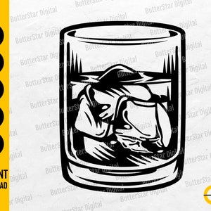 Whiskey SVG | Whiskey Glass With Ice SVG | Whisky Svg | Cricut Cutting Files Silhouette CNC Printable Clip Art Vector Digital Dxf Png Eps Ai