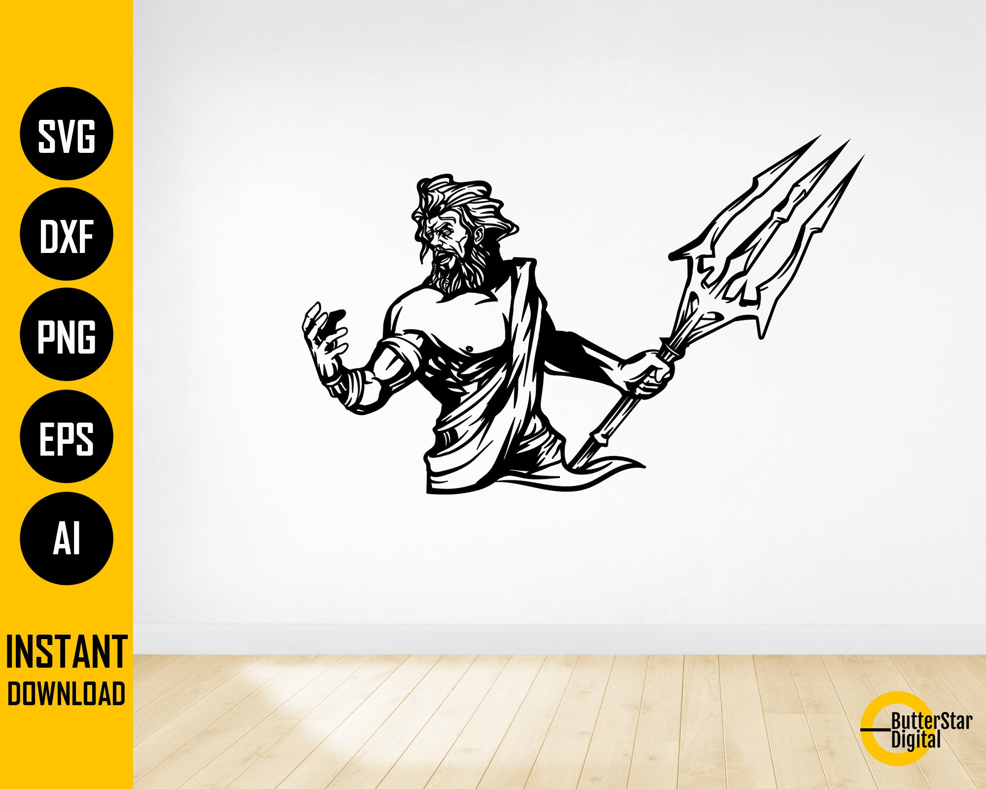 Poseidon SVG Neptunus SVG God van de Zee SVG Grieks - Etsy Nederland