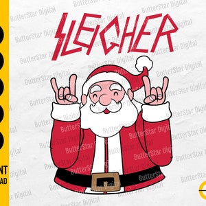 Schlitten SVG | Lustiger Weihnachtsmann | Rock and Roll | Weihnachtsgeschenk Shirt | Cricut Silhouette Druckbare Clipart Vektor Digital Dxf Png Eps Ai