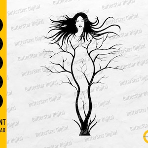 Kvinna Träd SVG | Natur Flicka SVG | Kvinnors Kropp Svg | Växt Dam SVG | Cricut Skärfiler Silhuett Clipart Vektor Digital Dxf Png Eps Ai bild 1