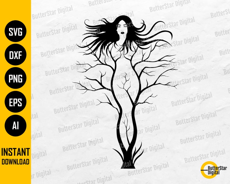 Kvinna Träd SVG | Natur Flicka SVG | Kvinnors Kropp Svg | Växt Dam SVG | Cricut Skärfiler Silhuett Clipart Vektor Digital Dxf Png Eps Ai bild 1