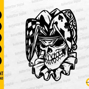 Skull Jester SVG | Clown SVG | Gothic SVG | Circus Svg | Skeleton Svg | Bones Svg | Cut File Printable Clipart Vector Digital Dxf Png Eps Ai