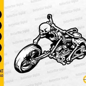 Skeleton Motorcycle SVG | Biker SVG | Gothic Motorbike Hog Rider Chopper | Cricut Cut File Silhouette Clipart Vector Digital Dxf Png Eps Ai
