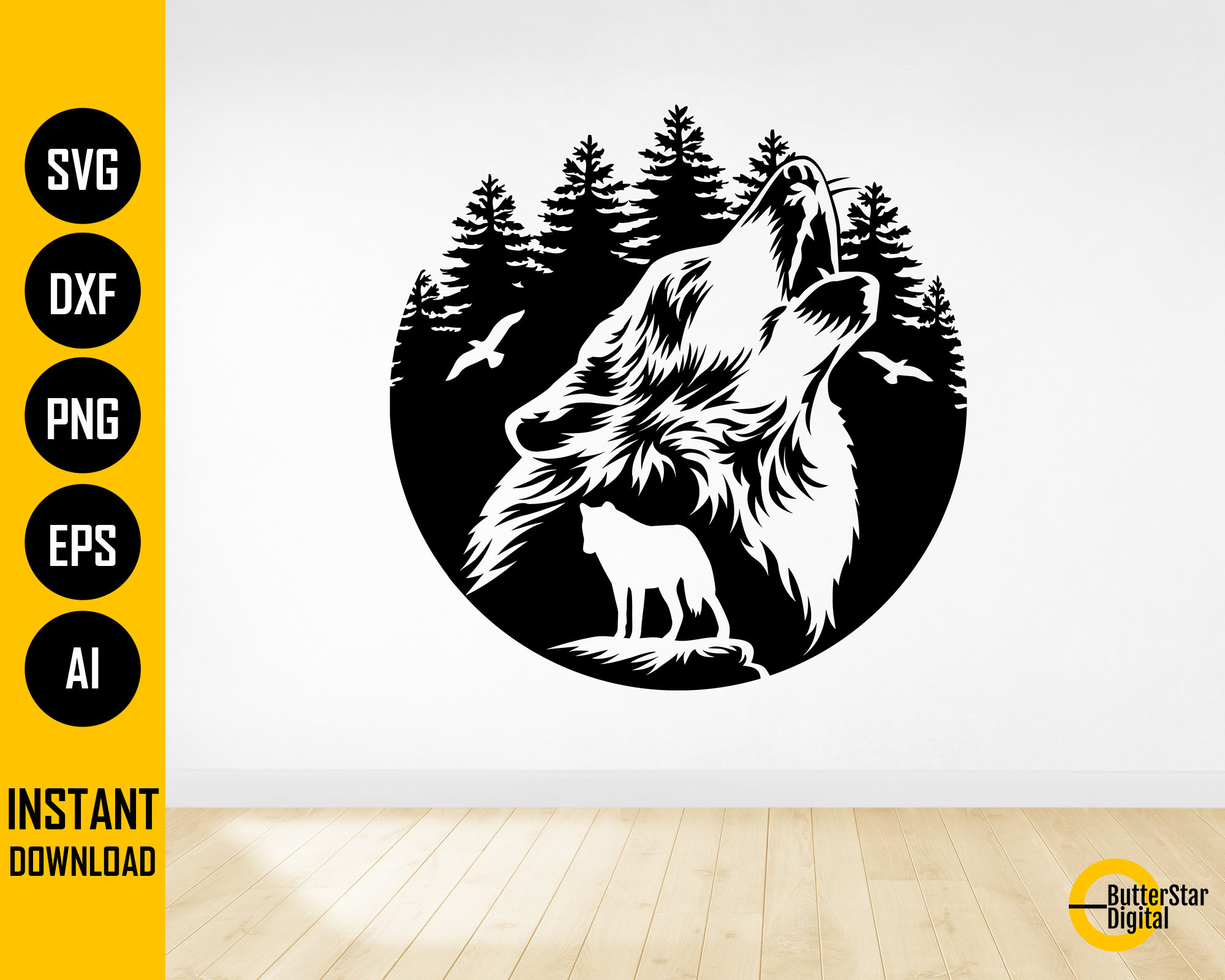 Wolf Howling SVG Forest SVG Nature SVG Hunting Svg - Etsy UK