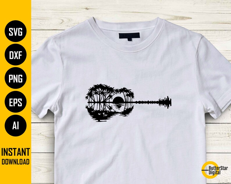 Guitar Palm Trees SVG Tropical Sticker Tshirt Decals CNC Etsy