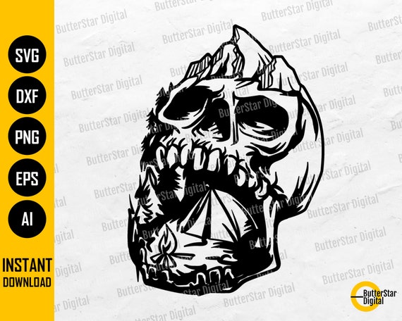 Skull Camping SVG | Camp Fire SVG | Camper T-shirt Graphics Vinyl