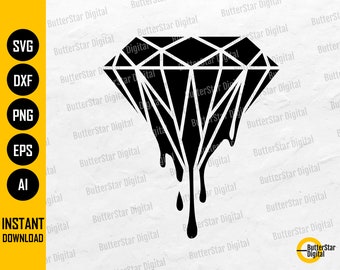 Dripping Diamond SVG | Crystal SVG | Gemstone Decal T-Shirt Sticker Graphics | Cutting File Printable Clipart Vector Digital Dxf Png Eps Ai