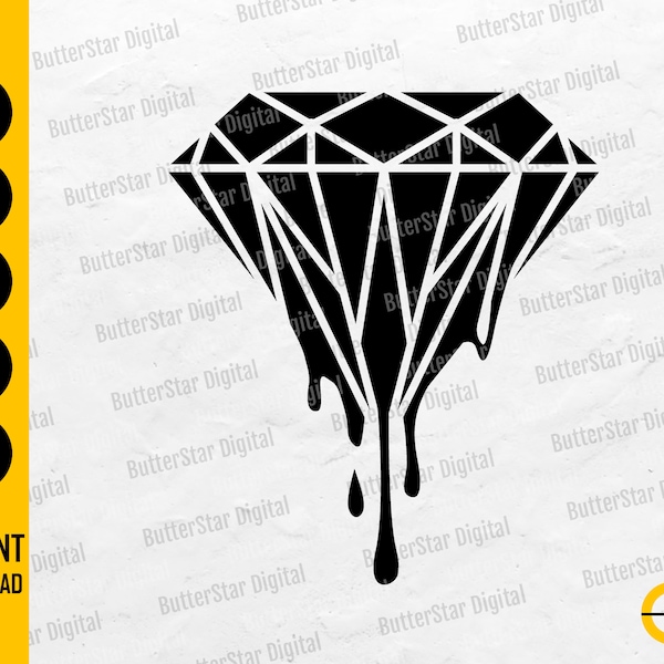 Dripping Diamond SVG | Crystal SVG | Gemstone Decal T-Shirt Sticker Graphics | Cutting File Printable Clipart Vector Digital Dxf Png Eps Ai