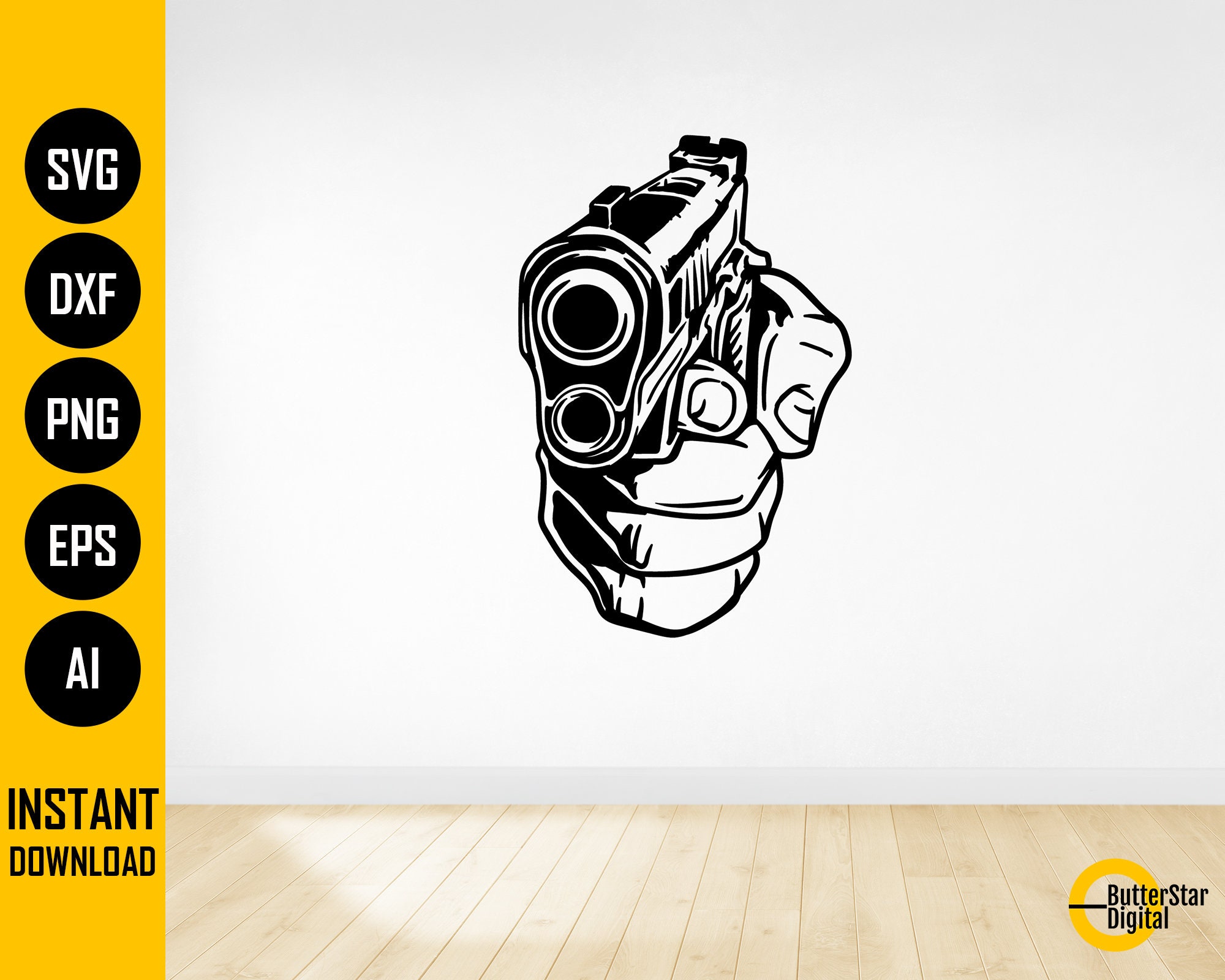 Gunpoint Vector Gunpoint SVG | Pistol SVG | Handgun SVG | Gun Svg | Weapon Firearm Kill ...
