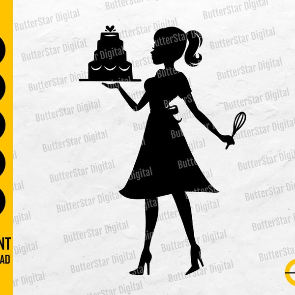 Baker Girl SVG | Baking SVG | Bake Cake Pastries Pastry Chef Cook Oven Whisk Spatula | Cut Files Vinyl Clipart Vector Digital Dxf Png Eps Ai