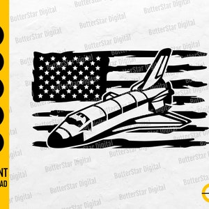 US Space Shuttle SVG | Space T-Shirt Decals Wall Art Decor Design | Cricut Cutting File Silhouette Cut Clipart Vector Digital Dxf Png Eps Ai