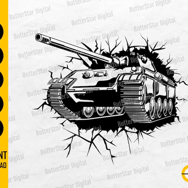 Smashing Tank SVG | | SVG de l’armée Les Marines attaquent une embuscade Battle War Vehicle | Cricut Silhouette Cut Fichiers Clipart Vector Digital Png Eps Dxf Ai