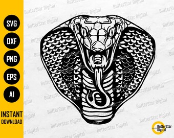 Cobra SVG | Snake SVG | Serpent SVG | Slither Poison Venom Venomous Zoo Fangs | Cutting File Printable Clipart Vector Digital Dxf Png Eps Ai