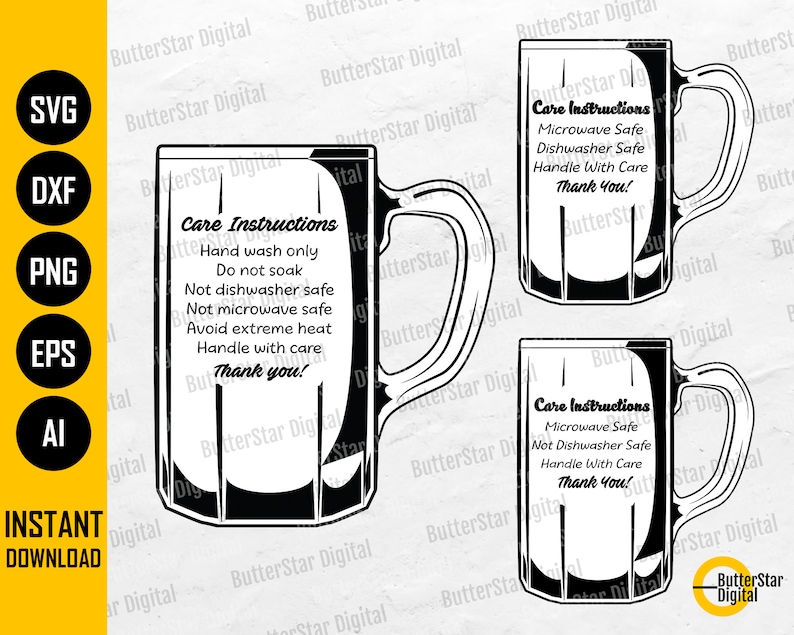 Beer Mug Care Card SVG Printable Maintenance Instructions Etsy