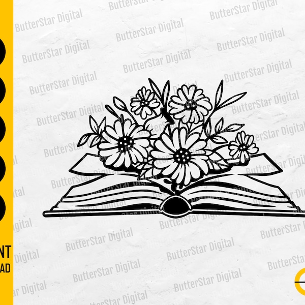 Floral Book Art SVG | Book With Flowers SVG | Bookish SVG | Pretty Girly Reading Read Reader | Cutting Files Clipart Digital Dxf Png Eps Ai