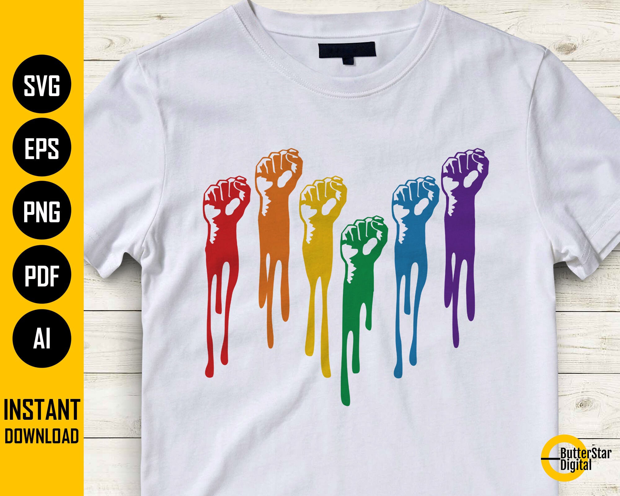 Rainbow Raised Fists SVG Dripping LGBT Hands Pride Flag - Etsy Singapore