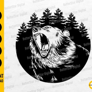Growling Bear SVG | Forest SVG | Nature Svg | Bear Hunting Svg | Cricut Cut File Silhouette Printables Clipart Vector Digital Dxf Png Eps Ai