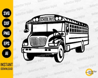 Autobús escolar SVG / Schoolbus SVG / Gráficos de vinilo de calca escolar / Cricut Silhouette Cutting File Cuttable Clipart Vector Digital Dxf Png Eps Ai