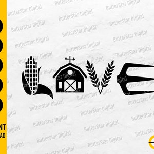 Farm Love SVG | Farming SVG | Farmer T-Shirt Decal Sticker Decor Sign | Cricut Silhouette Cutting File Clipart Vector Digital Dxf Png Eps Ai