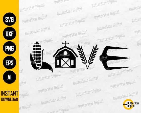 Farm Love SVG Landwirtschaft SVG Bauer T-Shirt Aufkleber Sticker Deko  Schild Cricut Silhouette Schnittdatei Clipart Vektor Digital Dxf Png Eps Ai  - .de