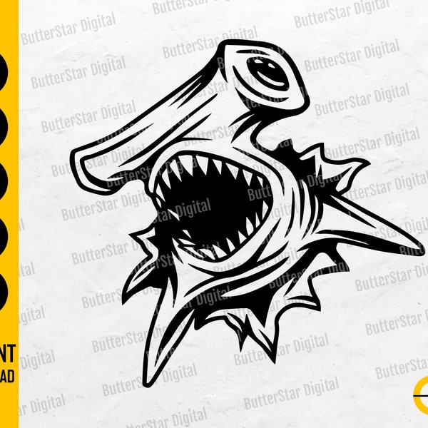 Hammerhead Shark In The Wall SVG | Wild Ocean Animal Decals Wall Art | Cricut Cutting Files Silhouette Clipart Vector Digital Dxf Png Eps Ai