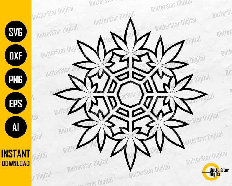 Marijuana Snowflake SVG Christmas Cannabis Leaves Cricut - Etsy