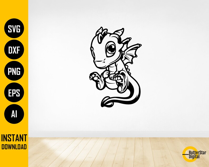 Baby Dragon SVG Fantasy SVG Cute Mythical Animal SVG - Etsy