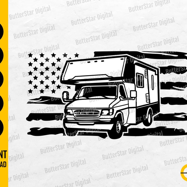 American RV Svg | US Recreational Vehicle SVG | Camp Decal Graphics Shirt | Cricut Silhouette Cameo Cuttable Clipart Digital Dxf Png Eps Ai