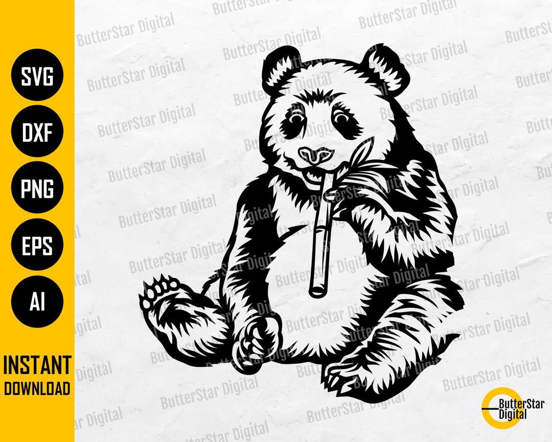 Panda Eating Bamboo SVG | Cute Animal T-shirt Graphics Illustration ...