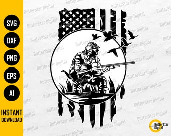 Us Duck Hunter SVG / USA Duck Hunting Svg / Duck Hunt Camisa Decal Sticker Decor / Cricut Cutting Files Clipart Vector Digital Dxf Png Eps Ai